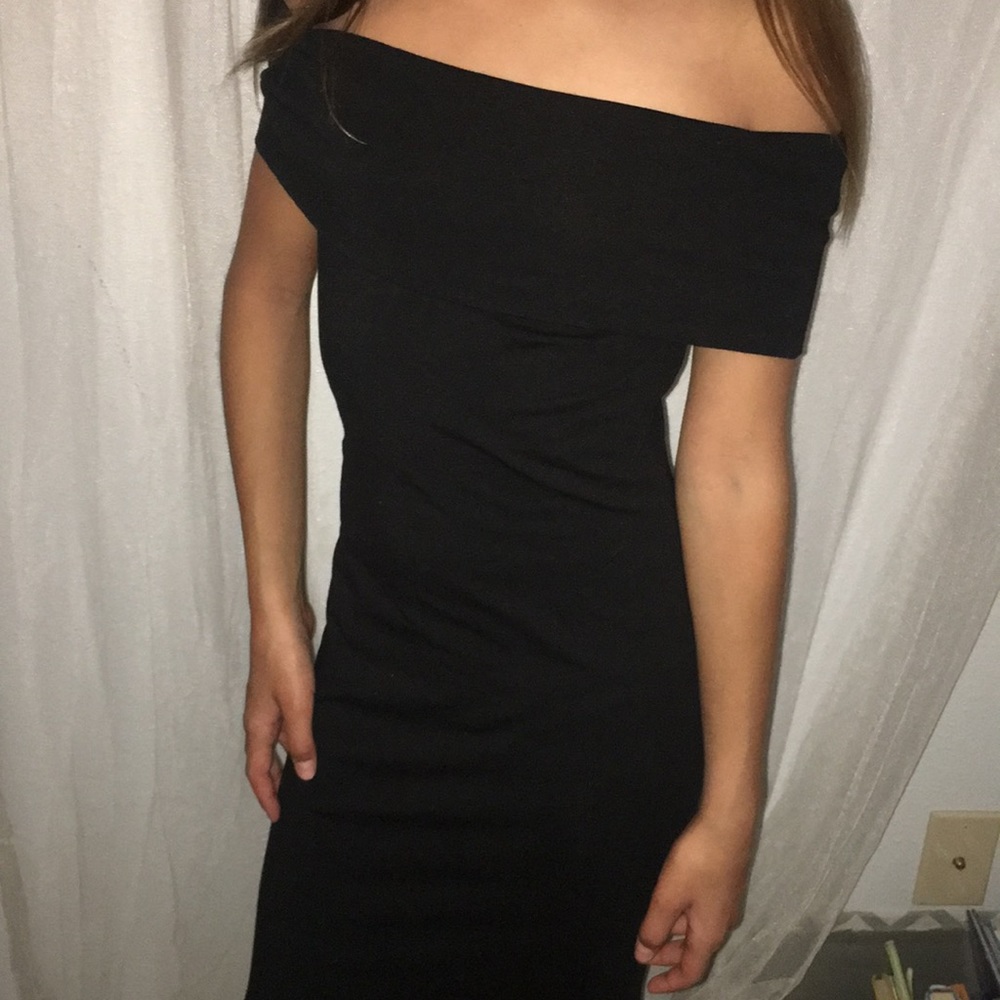 Long black off the shoulder dress
